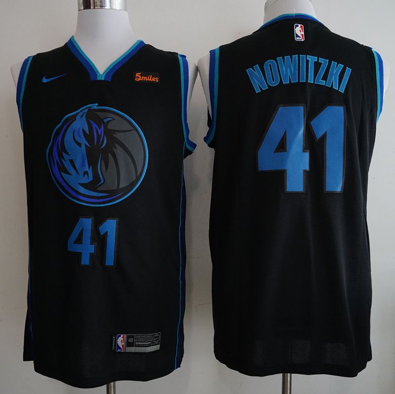 Men Dallas Mavericks #41 Nowitzki Black City Edition Game Nike NBA Jerseys